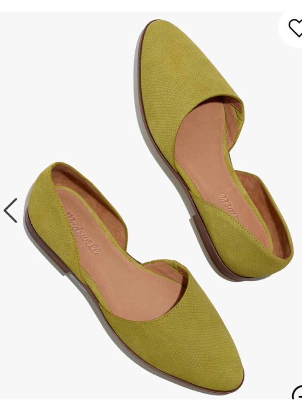Madewell Marisa d’Orsay Lizard Stamped Suede Green Flat Shoe Women's 7